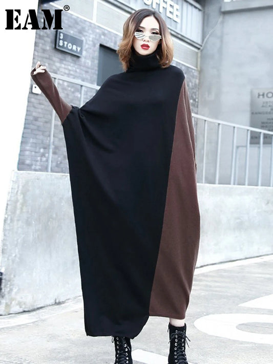 Women's Colour-Block Turtleneck Dress