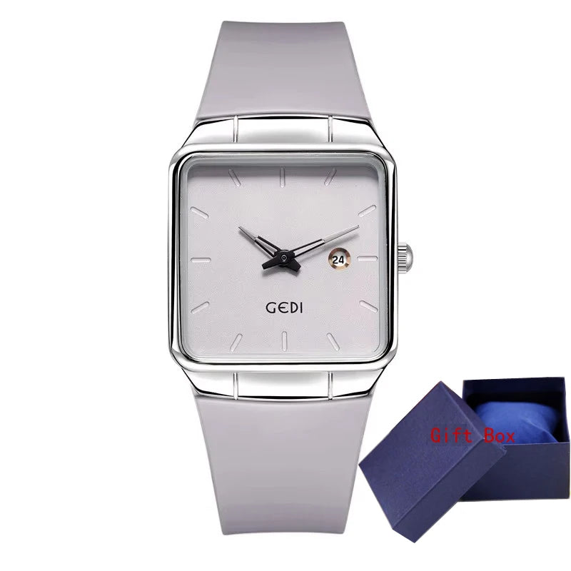 Fashion GEDI Top Brand Minimalist High Appearance Silicone Large Plate Calendar Women's Waterproof Quartz Gifts Wrist Watches