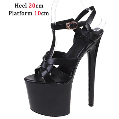 Naked Color Dress Party Shoes Women Sexy Show Sandals 15 17 20 CM High Heels Platform Sandals Girls Shoe Party Club Plus Size 43