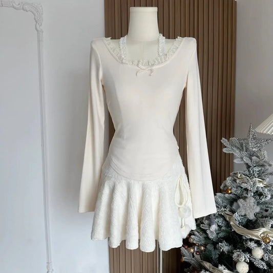 Women's White Lace-Up Mini Skirt