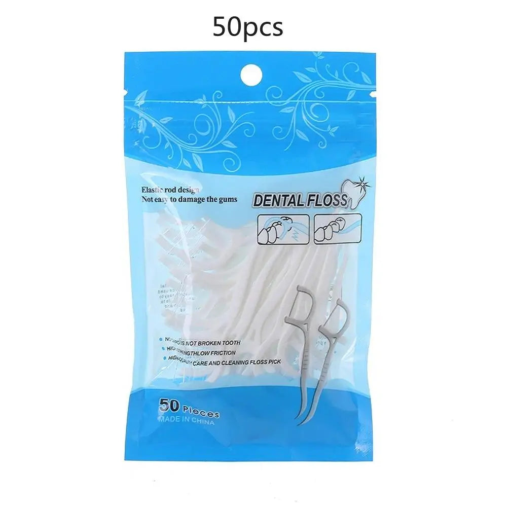 50/100pcs Dental Floss Flosser Picks Toothpicks Teeth Stick Tooth Cleaning Interdental Brush Dental Floss Pick Oral Hygiene Care