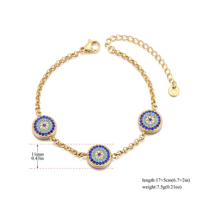 Lokaer Classic Lucky Blue CZ Evil Eye Turkey Bracelet Necklace For Women 316L Stainless Steel Rhinestone Fashion Jewelry B25145