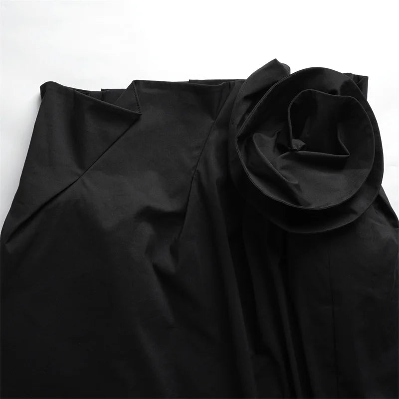 women's skirts New asymmetrical slim fit long skirt for autumn 2026 3D floral women's half skirt Flower bud shape black skirt