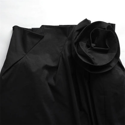 women's skirts New asymmetrical slim fit long skirt for autumn 2026 3D floral women's half skirt Flower bud shape black skirt