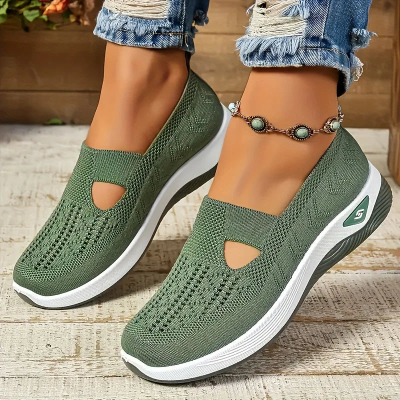 Spring Breathable Mesh Flats Shoes for Women Comfortable Slip on Casual Shoes Woman Lightweight Soft Bottom Loafers Plus Size 43
