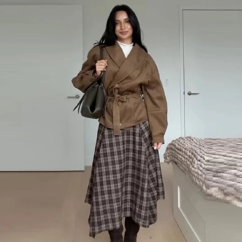 Women's Asymmetric Plaid Skirt