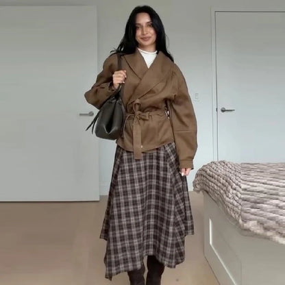 Women's Asymmetric Plaid Skirt