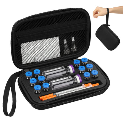 Insulin Vial Case 3ml 30ml Portable Medicine Organizer EVA Oxford Storage Box With Foam Slots For Travel Fridge Storage