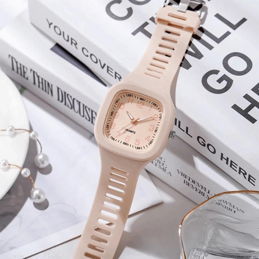 Minimalist Silicone Strap Square Watch Square Casual Wrist Watch Quartz Watch Students