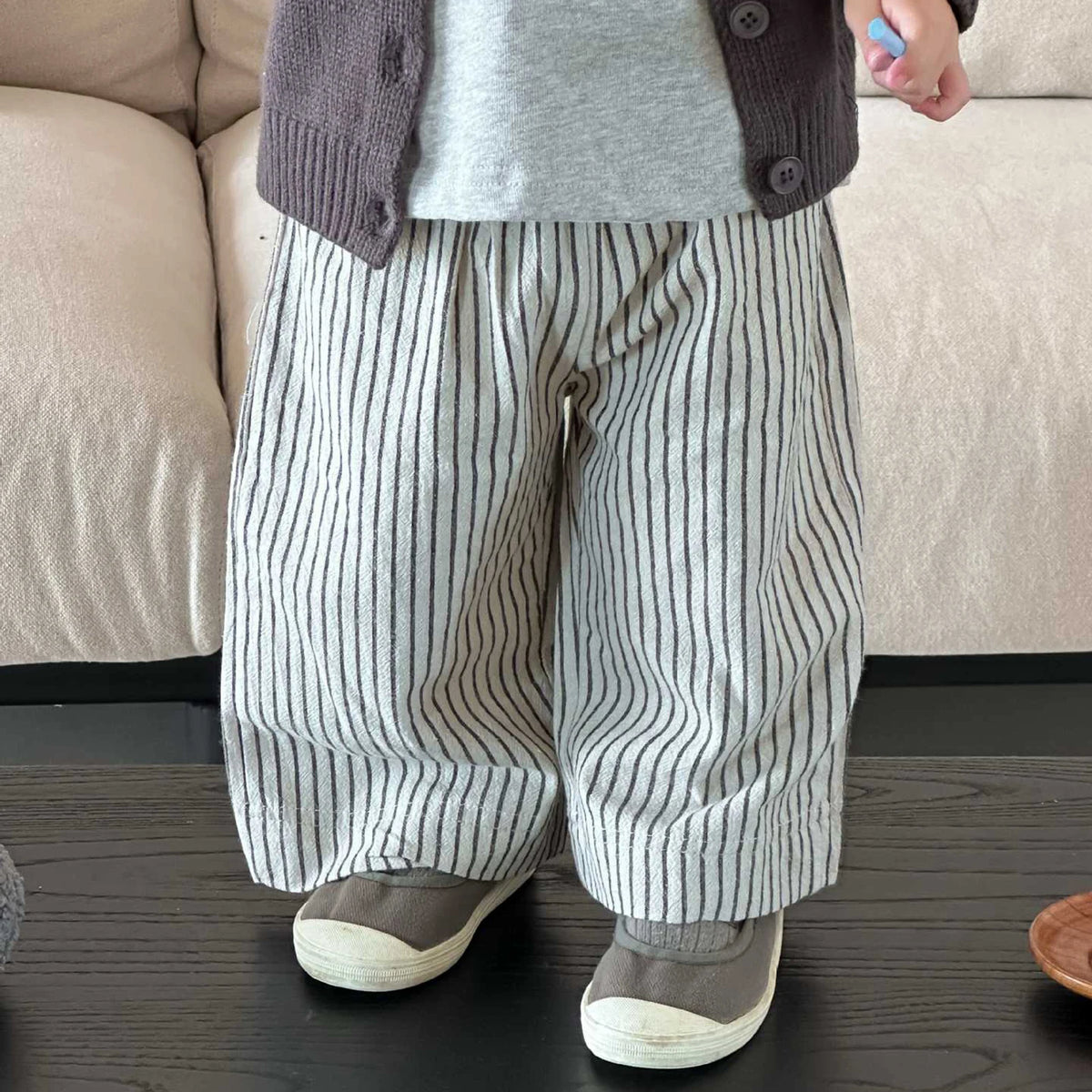 Boys Girls Linen Cotton Stripe Trousers For Children's Clothes Fall Spring Boy Loose Casual Harem Pants Kids Long Pants for 1-7T