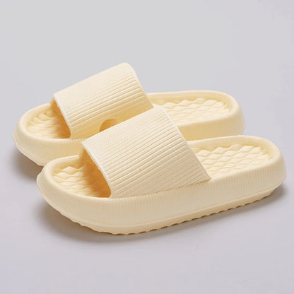 Summer Platform Slippers for Women Lightweight Non-slip Cloud Bathroom Slides Woman Comfortable Soft Sole Beach Slippers 2024