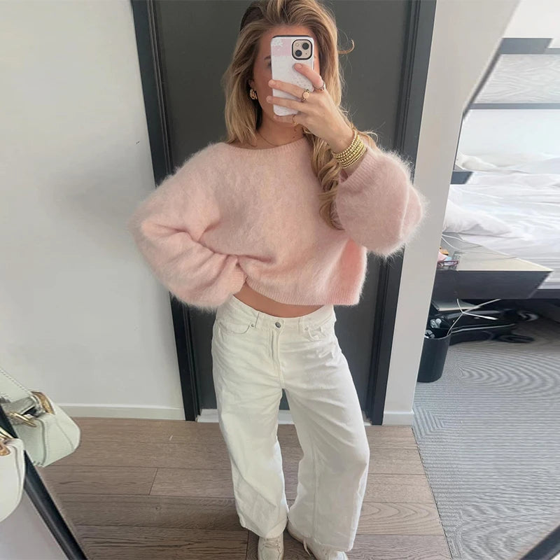 Fashion Marled Knitted Cardigan O-neck Single Breasted Long Sleeves Loose Sweater Women Casual Fashion Commute Autumn Sweaters