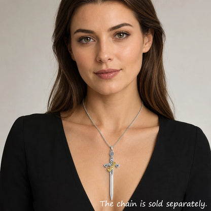 Large Sword With Crown Pendant Fashion Vintage Jewelry Europe 925 Sterling Silver Gift For Woman & Men