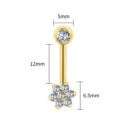 Right Grand ASTM F136 Titanium CZ Flower VCH Piercing 14G L-Bend Barbell Christina Piercing Jewelry