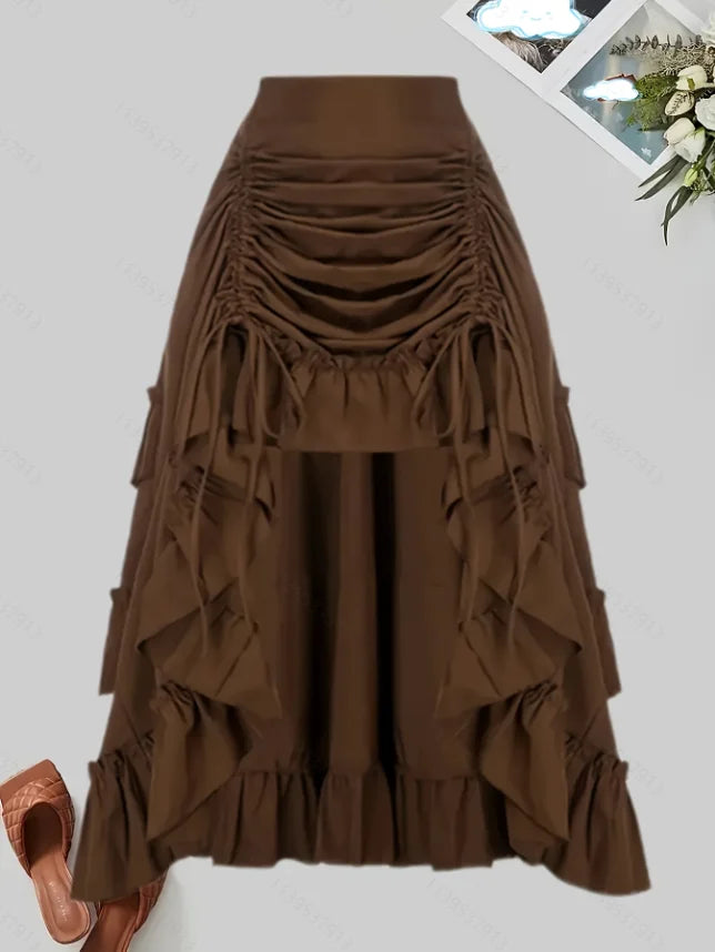 Solid Color Ruffled Skirt