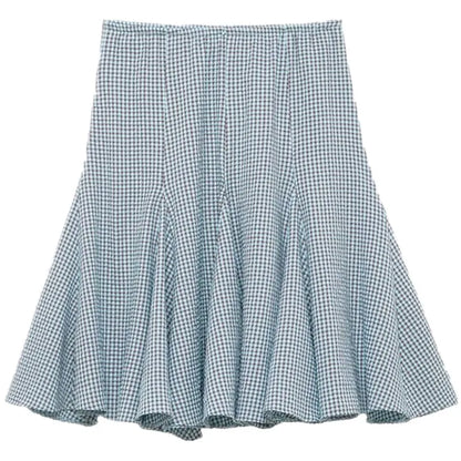 Low Waist Plaid  Cloth Half Skirt Spring New Arrival Women's Fashion Gingham Design Loose Fit Midi Skirt