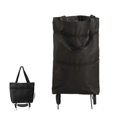 2-in-1 Foldable Portable Rolling Handbag Shopping Cart with Waterproof Feature Shopping Bag Trolley and Wheels for Easy Shopping