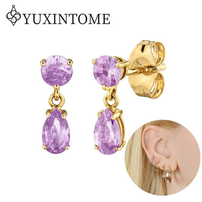 925 Sterling Silver Ear needles Crystal Zircon Small studs Earrings for Women gold-plated round Piercing Earrings New in 2022