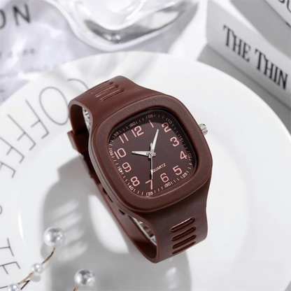 Minimalist Silicone Strap Square Watch Square Casual Wrist Watch Quartz Watch Students