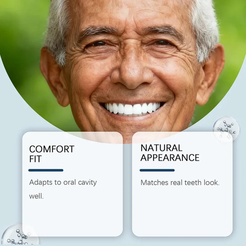 Dentures Full Set Natural Upper Lower Silicone Denture Braces For Men Women Instant Confident Fake Teeth Oral Hygiene Care Tool