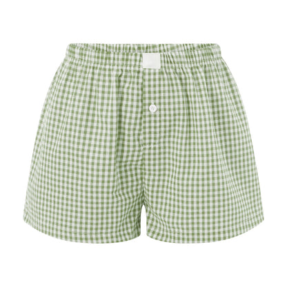 hirigin Women Y2k Gingham Boxer Shorts Stripes Button Elastic Waist Boxers Cute Mini Bloomers Plaid Loose Fit Boy Shorts