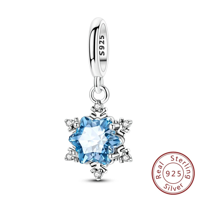 Original 925 Sterling Silver Charms Beads Winter Snowflake Snowman Igloo Penguin Pendant Fit Bracelet Charms Women Jewelry Gift