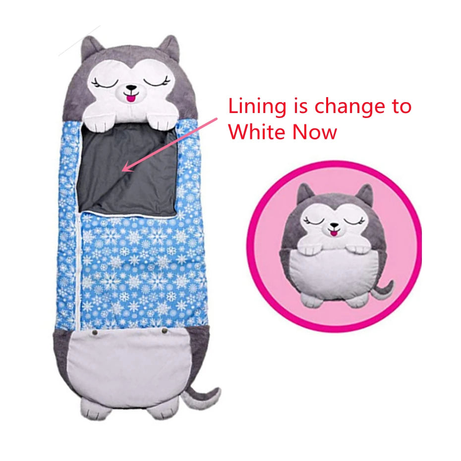 Cartoon Kids Sleepsacks Plush Sleeping Bag with Pillow for Boys & Girls Baby Animal Sleep Sack with Doll Pillow for Birthday