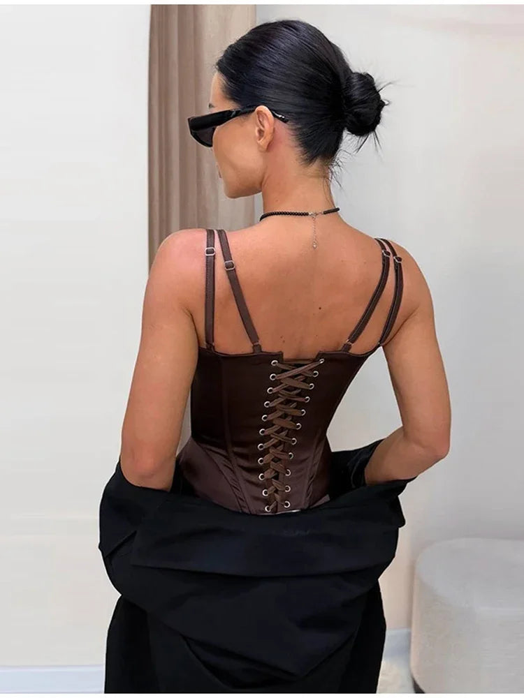 Sexy Fishbone Double Sling Top Women Chic Solid Sleeveless Off-shoulder Backless Slim Cropped Blouse Lady 2026 Club Party Tops