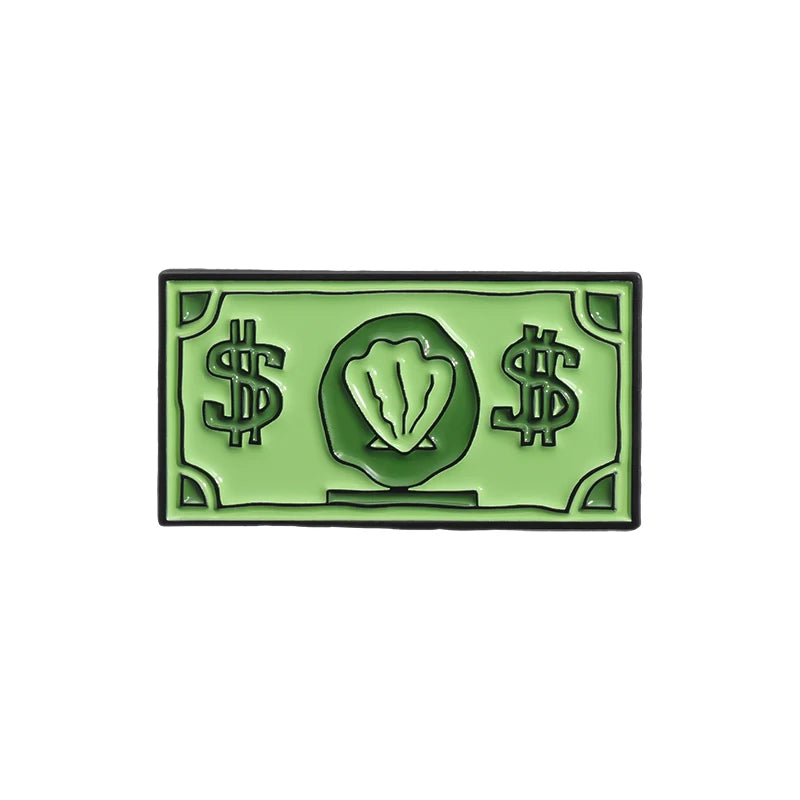 Green USD Symbol Enamel Pin Custom Wealth Money Cartoon Cute Anime Currency Brooches Lapel Badges Jewelry Kid Fans Gift
