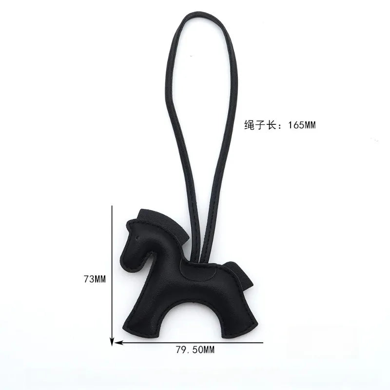 Fashion Horse Keychain All-around PU Leather Horses Embellishment for Female Car Key Chain Handbag Decoration Jewelry Gifts