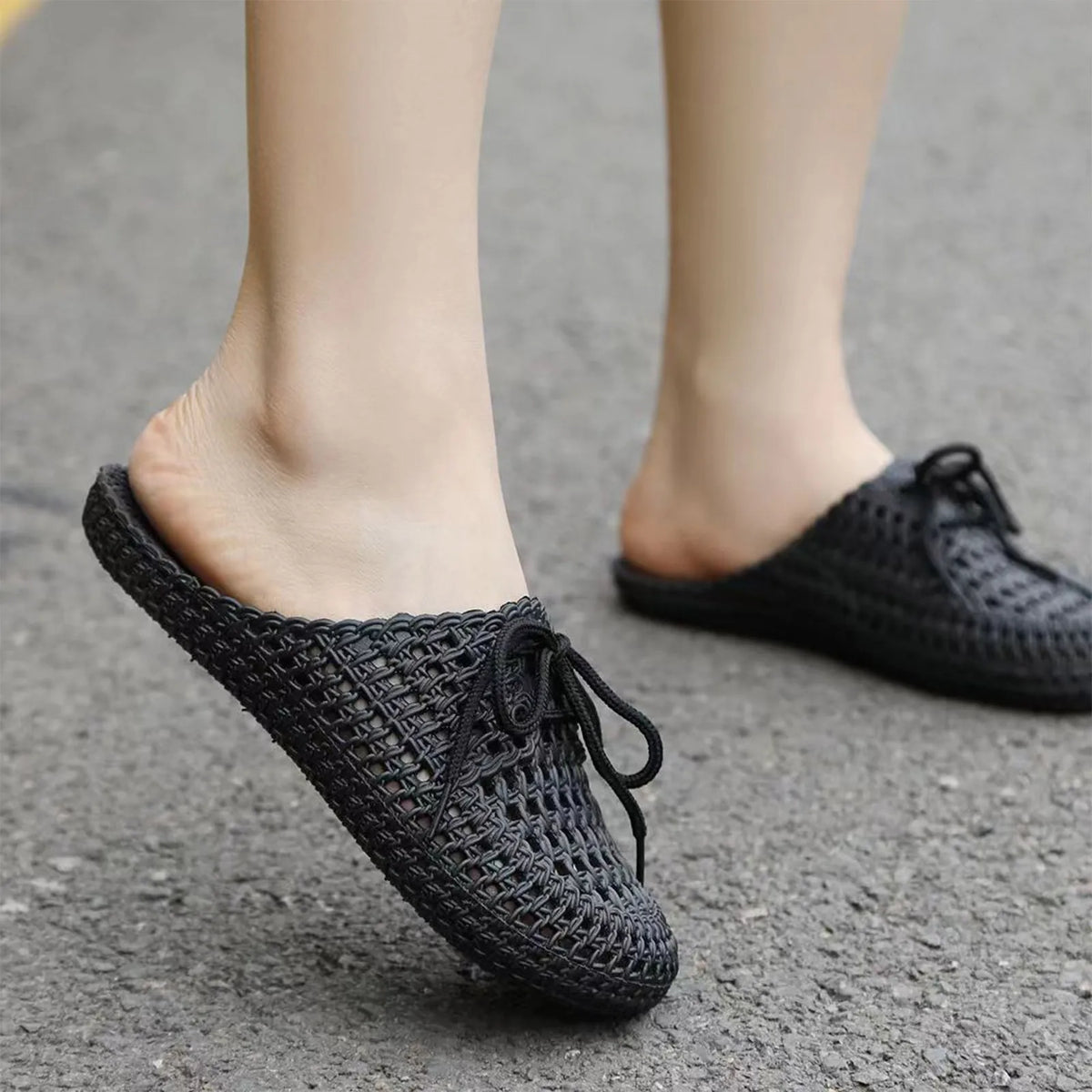 Lace Up Slippers Women Flat Sandals Summer Vacation Beach Shoes Daily Home Non Slip Soft Slippers Ladies Sandalias Mujer