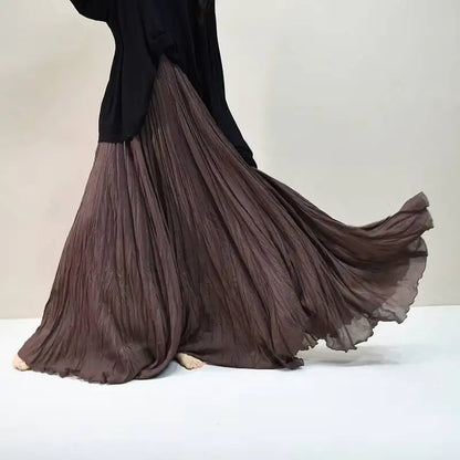 Pleated Long Skirts Women 2026 Spring Summer Fashion Loose Casual Elegant Maxi Skirt