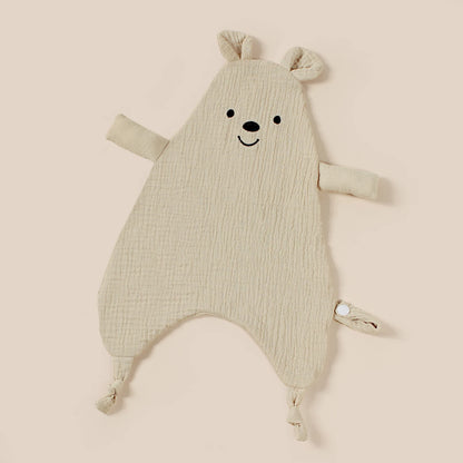 New Design Baby Comforting Towel Organic Cotton Muslin Smile Bear Saliva Scarf For Children Kids Comfort Sleep Blanket