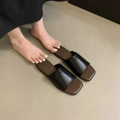 Stylish Minimalist Single-strap Sliding Sandals Solid Color Women's Slippers 2024 Summer New Outdoor Casual Opentoe Flats autumn