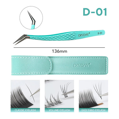 DIYDAY Anti-Slip Eyelash Extensions Tweezers High-Density Fiber Tip Eyebrow Tweezer Professional Precision Beauty Tools
