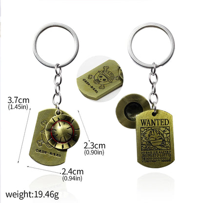 One Piece Luffy Straw Hat Keychain Rotatable Zoro Skull Metal Pendant Role-Playing Decorative Accessories Fan Jewelry Gift