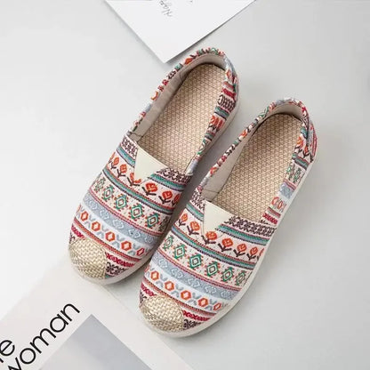 Breathable Mesh Lightweight Casual Shoes Women Fashion Women Slip on Flats Print Fisherman Shoes on Flats Shoes Zapatos De Mujer