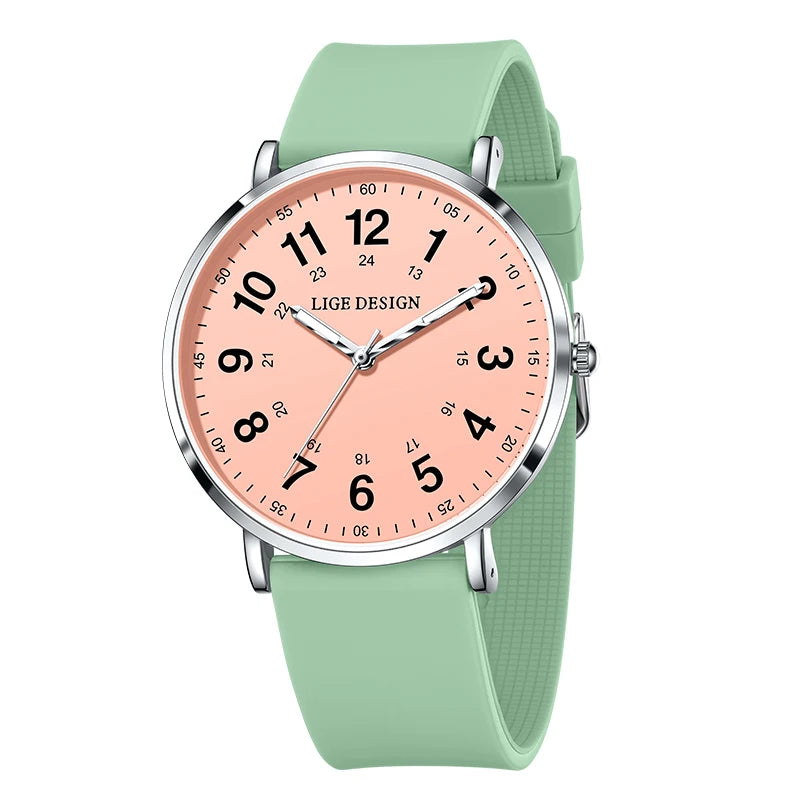 LIGE Simple Women's Wristwatch Fashion Elegant Ladies Watches Silicone Original Quartz Waterproof Watches for Woman Reloj Hombre