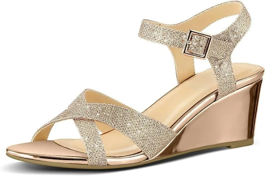 Plus Size 35-43 Shoes for Women Women Ankle Buckle Strap Wedges Comfortable Non-slip Sandals Party Evening Sandalias De Mujer