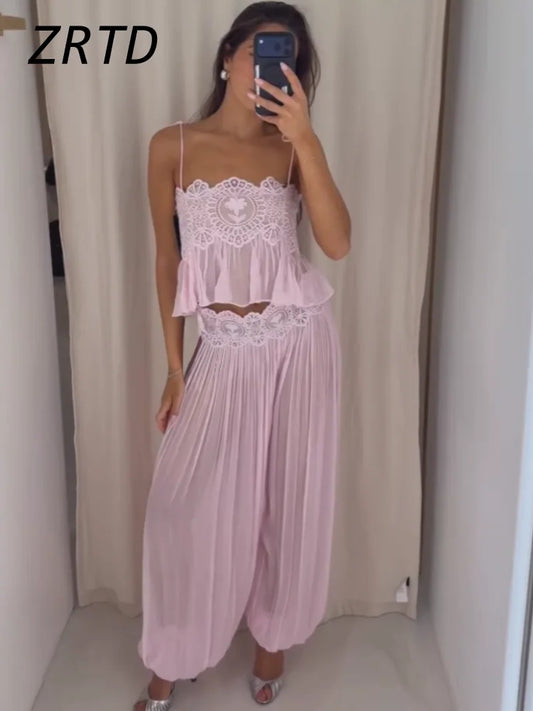 Women's Lace-Detail Top & Trouser Set Options