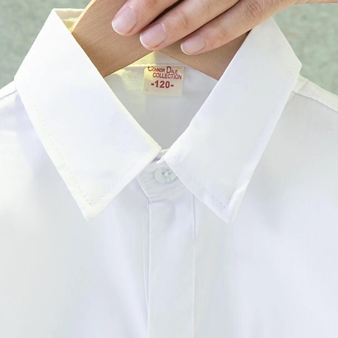 Children's Shirt Spring And Fall Pure White Long-Sleeved Simple Student Blouse Casual Student Formal Clothing