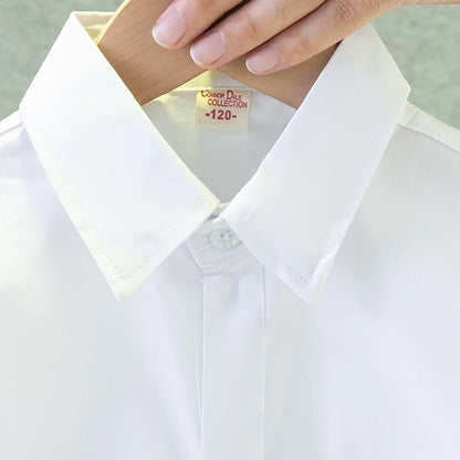 Children's Shirt Spring And Fall Pure White Long-Sleeved Simple Student Blouse Casual Student Formal Clothing