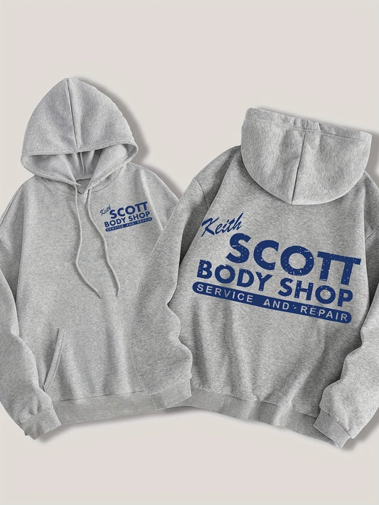 Men's Keith Scott Body Shop Hoodie Hip Hop Sports Casual Streetwear Retro Mechanic Print Oversized Pullover Sweatshirt Tops
