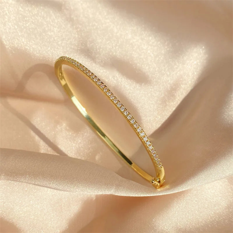 2.5mm All Moissanite Tennis Bangles for Women Luxury Sparkling Bracelets Wedding Birthday Gift 925 Sterling Silver Jewelry