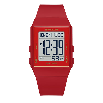 SANDA Woman Fashion Watches Fashion Sports Watch Silicone Strap 3ATM Waterproof Time Display Women's LED Digital Watch Gift