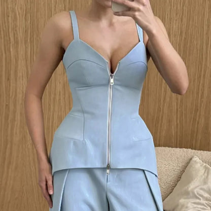 Solid Satin Halter Draped Collar Jumpsuit Backless Sleeveless Loose Top Wide Leg Pants 2026 Summer Autumn Fashion Women Outfits