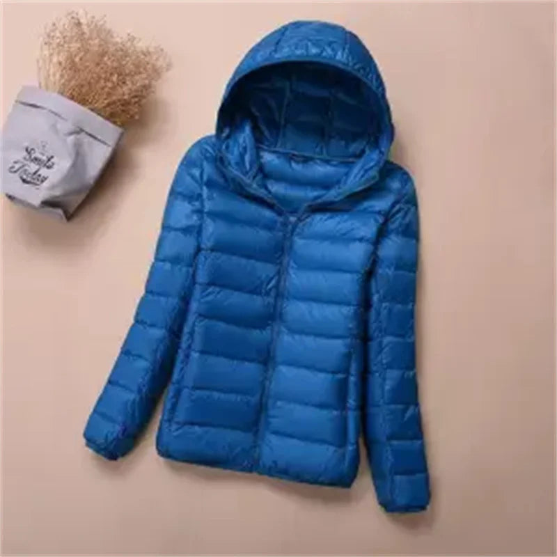 Autumn Winter New Parkas Down Coat Women's Short Stand-UP Collar Hooded Warm Cotton Padded Jacket Large Size Outcoat Female Tops
