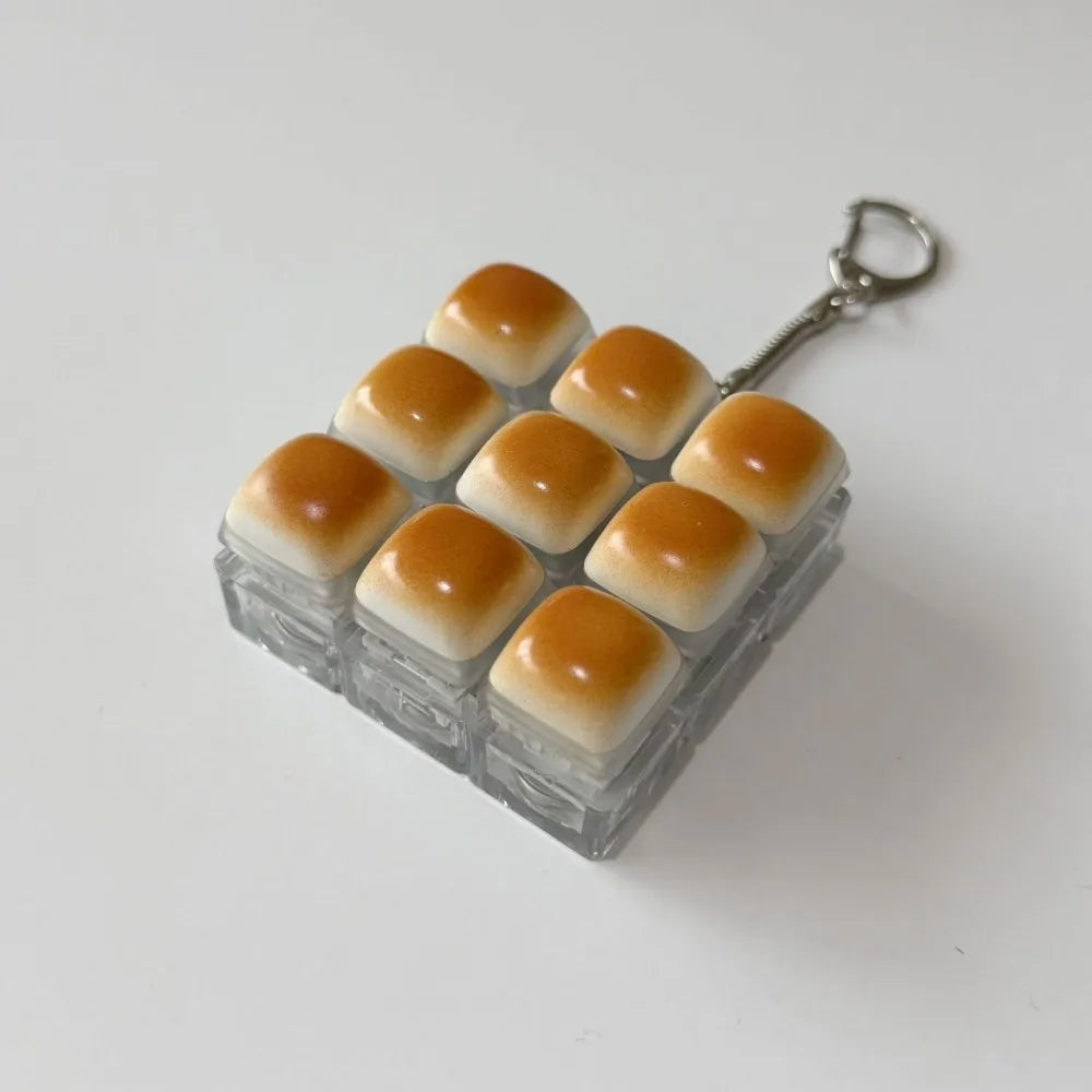 Creative Bread Keyboard Keychain Mechanical Keyboard Decompression Toy Keyring Bag Pendant Soft Finger Button Keychain
