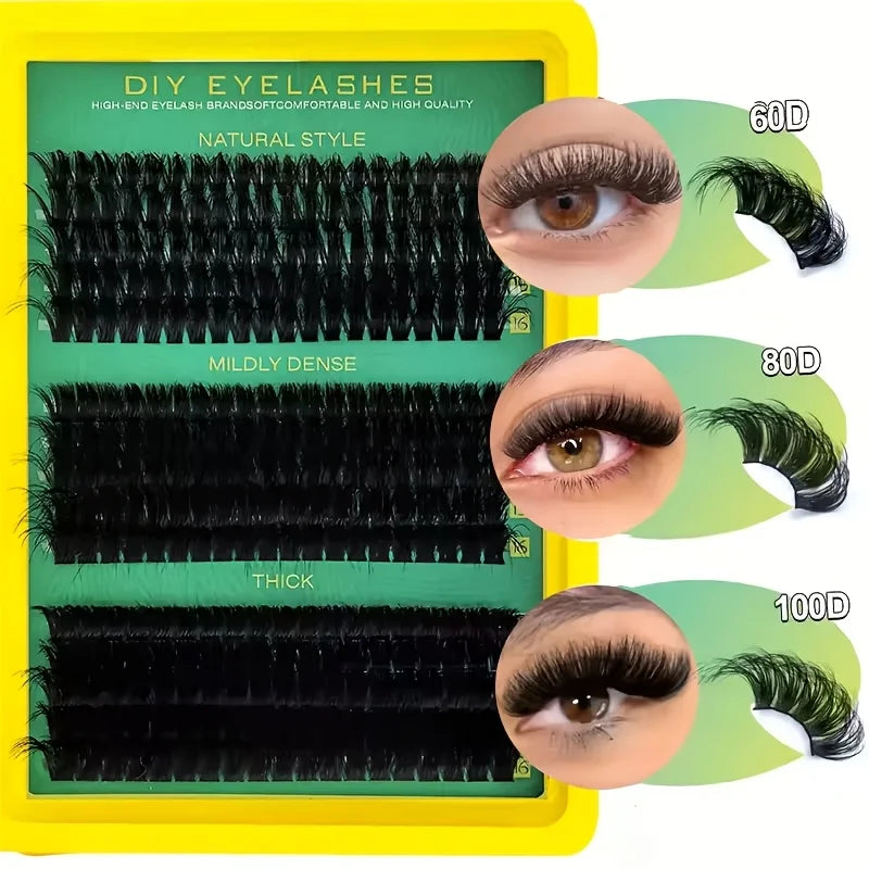 Cluster Lashes, 240pcs 40D 9-16mm Mixed Lengths, Ultra-Natural Look Thin Ultra-Soft Ultra-Light, Reusable  for Beginners