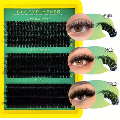 Cluster Lashes, 240pcs 40D 9-16mm Mixed Lengths, Ultra-Natural Look Thin Ultra-Soft Ultra-Light, Reusable  for Beginners
